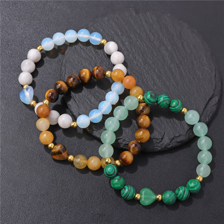 Bracelet en perles de cœur en pierre naturelle Olivenorma