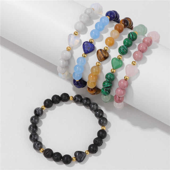 Bracelet en perles de cœur en pierre naturelle Olivenorma