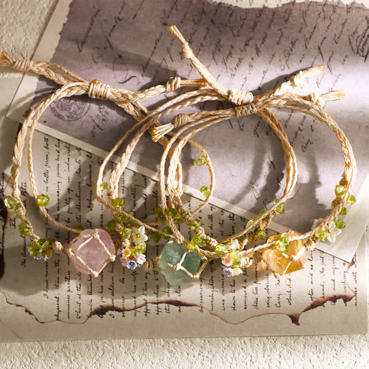 Bracelet tressé en pierre unique en cristal naturel Olivenorma