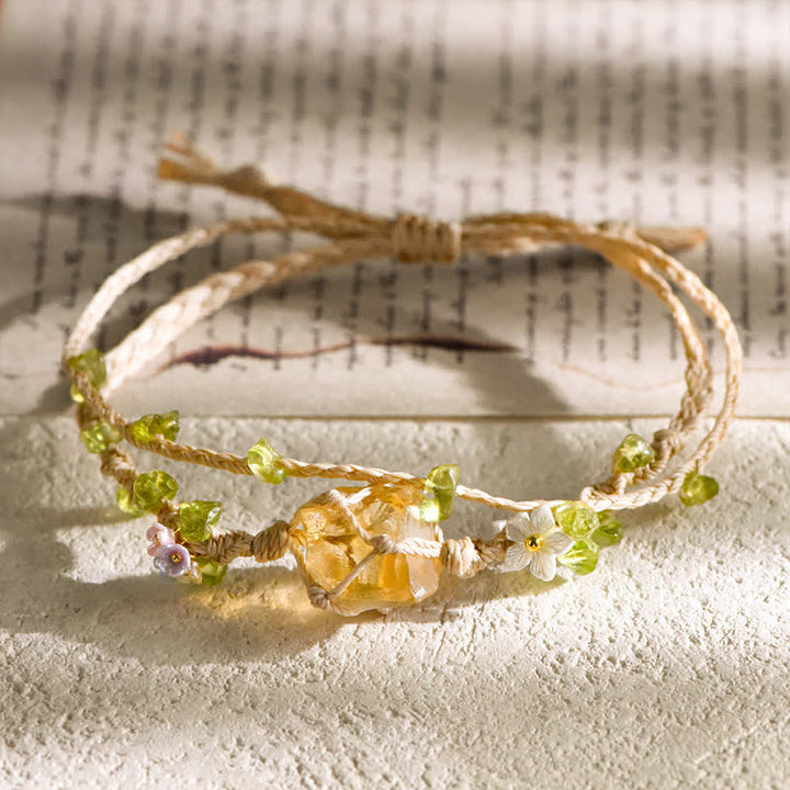 Bracelet tressé en pierre unique en cristal naturel Olivenorma