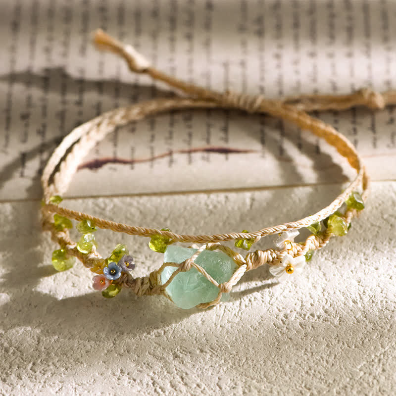 Bracelet tressé en pierre unique en cristal naturel Olivenorma