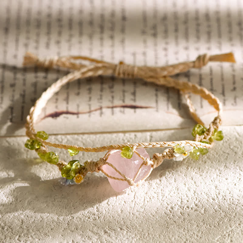 Bracelet tressé en pierre unique en cristal naturel Olivenorma
