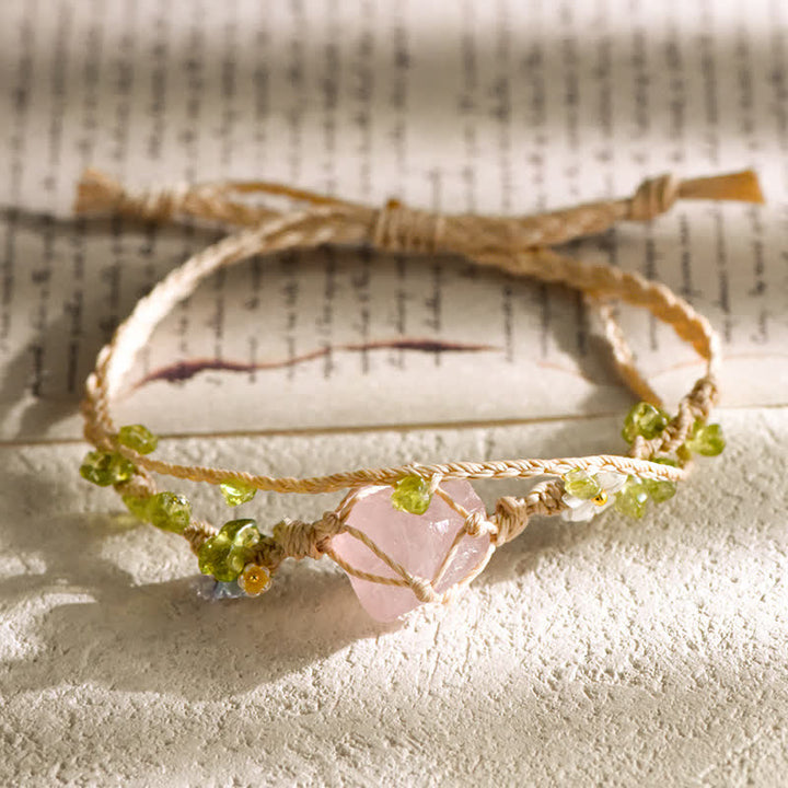 Bracelet tressé en pierre unique en cristal naturel Olivenorma