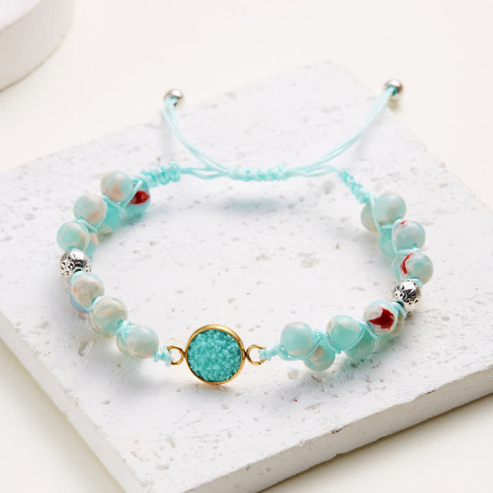 Bracelet double tressé en pierre naturelle de l'empereur Olivenorma