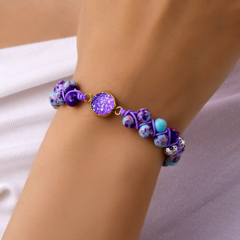 Bracelet double tressé en pierre naturelle de l'empereur Olivenorma