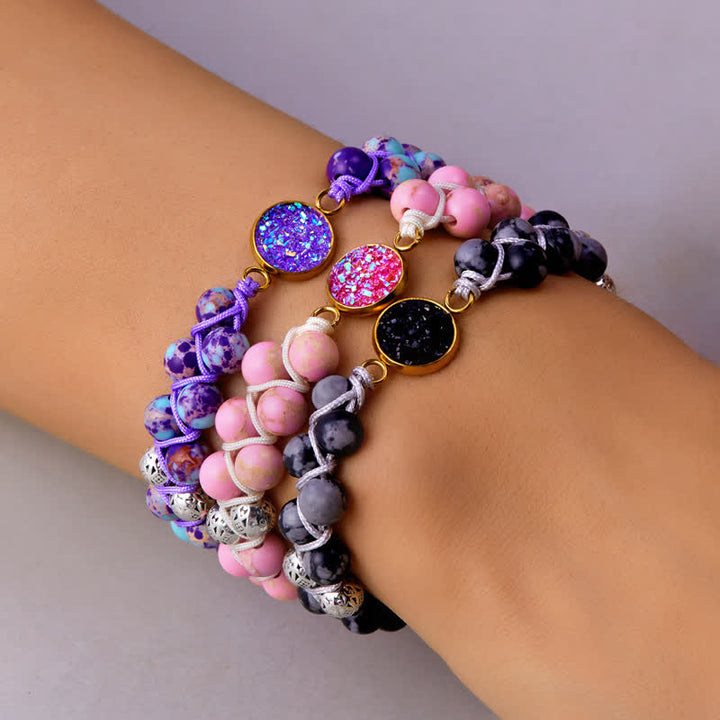 Bracelet double tressé en pierre naturelle de l'empereur Olivenorma