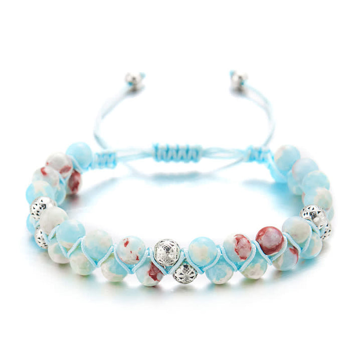 Bracelet double tressé en perles métalliques en pierre naturelle de l'empereur Olivenorma