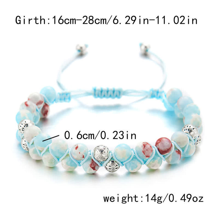 Bracelet double tressé en perles métalliques en pierre naturelle de l'empereur Olivenorma