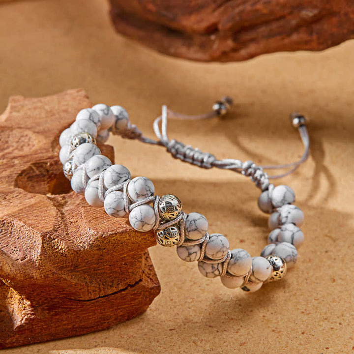 Bracelet double tressé en perles métalliques en pierre naturelle de l'empereur Olivenorma