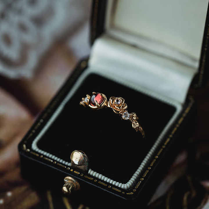 Olivenorma"Venus Rose" - Bague Grenat avec Moissanite Rose