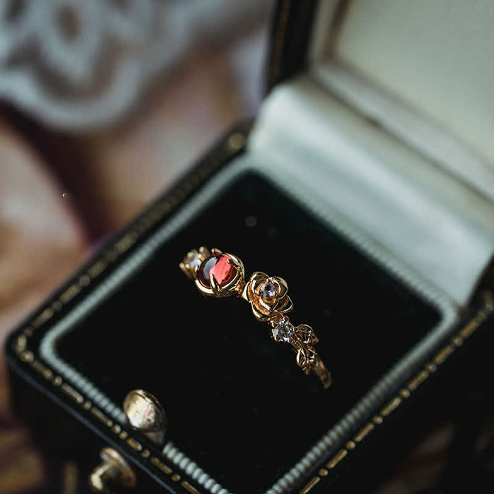 Olivenorma"Venus Rose" - Bague Grenat avec Moissanite Rose