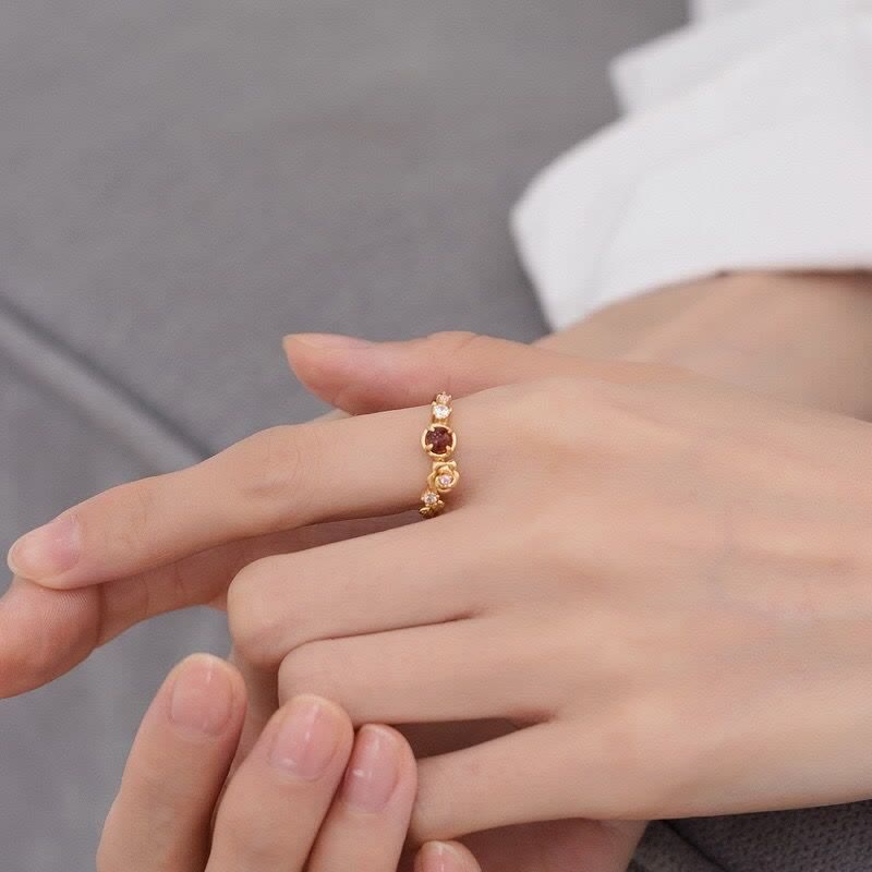 Olivenorma"Venus Rose" - Bague Grenat avec Moissanite Rose