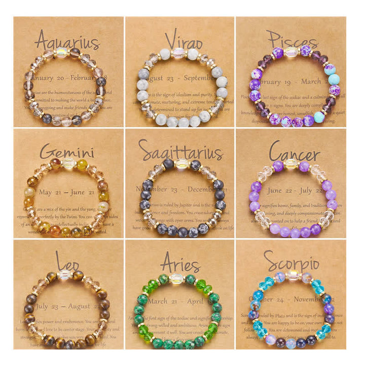 Bracelet en cristal naturel coloré Olivenorma avec douze signes du zodiaque 