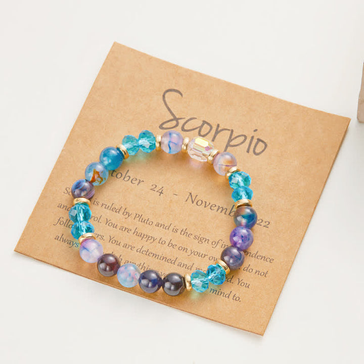 Bracelet en cristal naturel coloré Olivenorma avec douze signes du zodiaque 