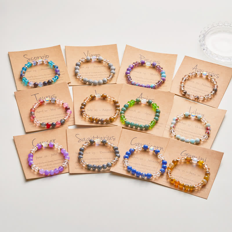 Bracelet en cristal naturel coloré Olivenorma avec douze signes du zodiaque 