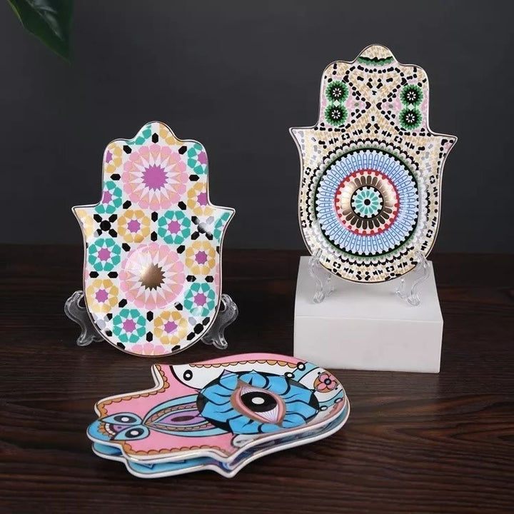 Tasse à café avec dessous de verre en forme de main de Hamsa de Bohème Olivenorma