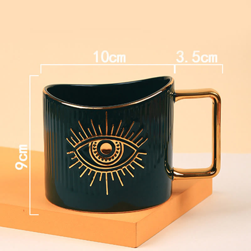 Tasse à café en céramique Olivenorma avec poignée dorée