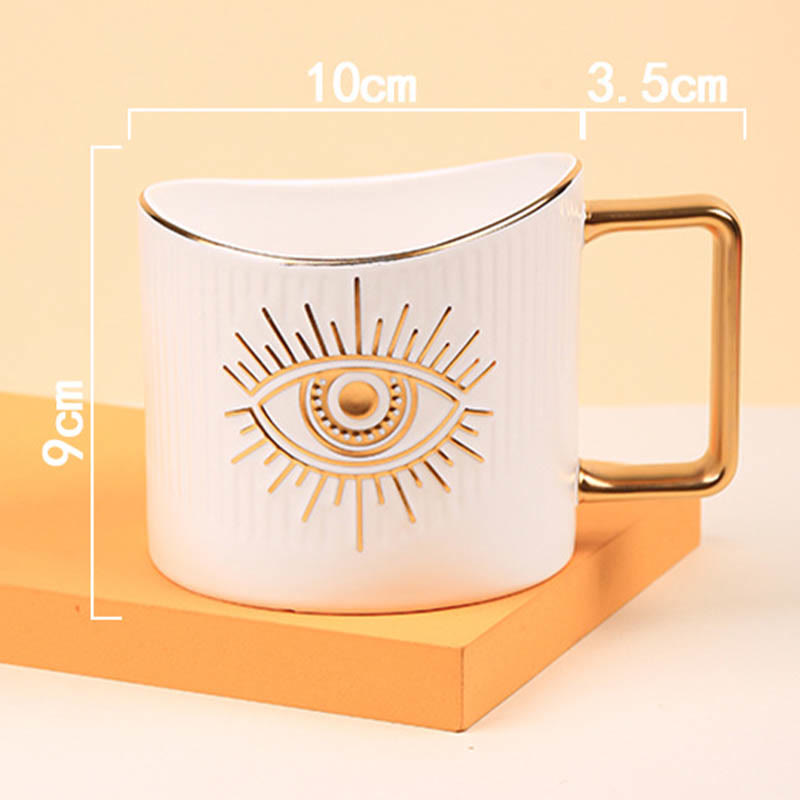 Tasse à café en céramique Olivenorma avec poignée dorée
