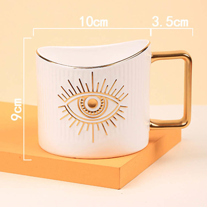 Tasse à café en céramique Olivenorma avec poignée dorée