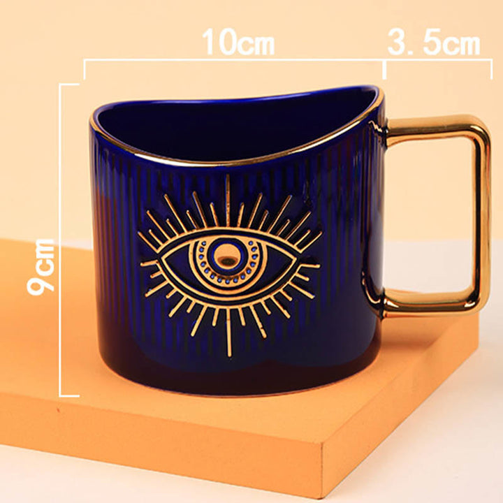 Tasse à café en céramique Olivenorma avec poignée dorée
