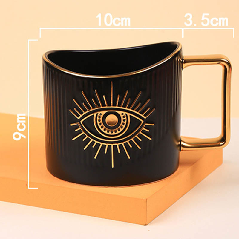 Tasse à café en céramique Olivenorma avec poignée dorée