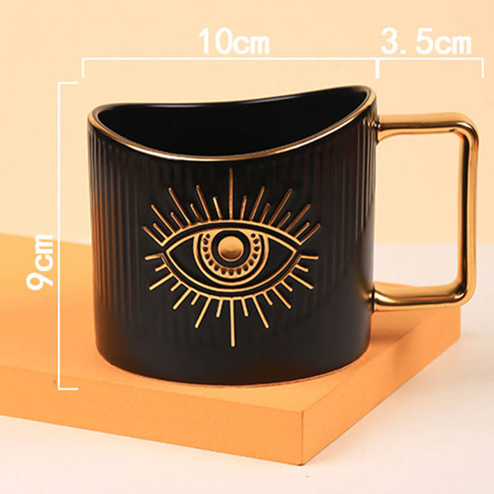 Tasse à café en céramique Olivenorma avec poignée dorée