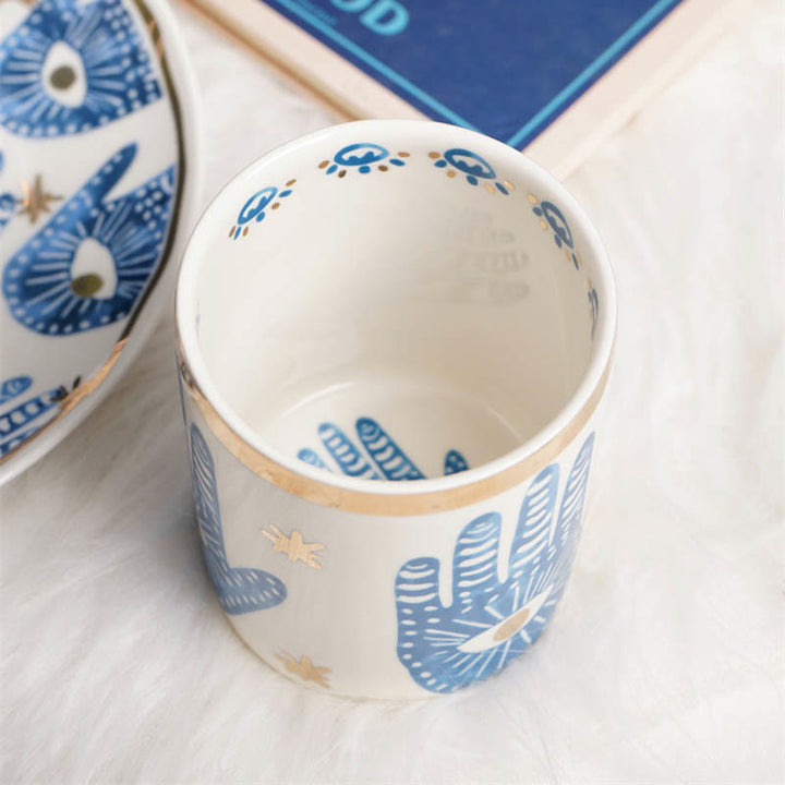 Tasse à thé en céramique avec main de Fatima et mauvais œil Olivenorma