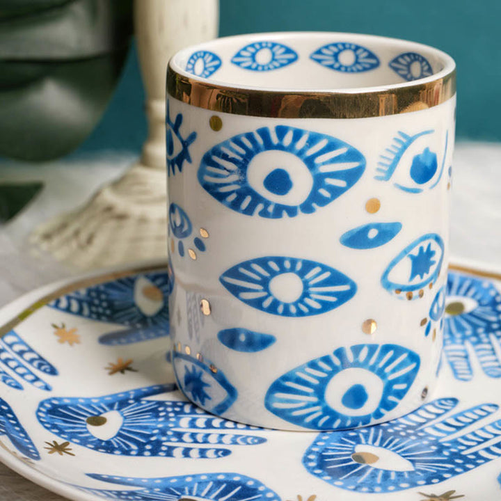 Tasse à thé en céramique avec main de Fatima et mauvais œil Olivenorma