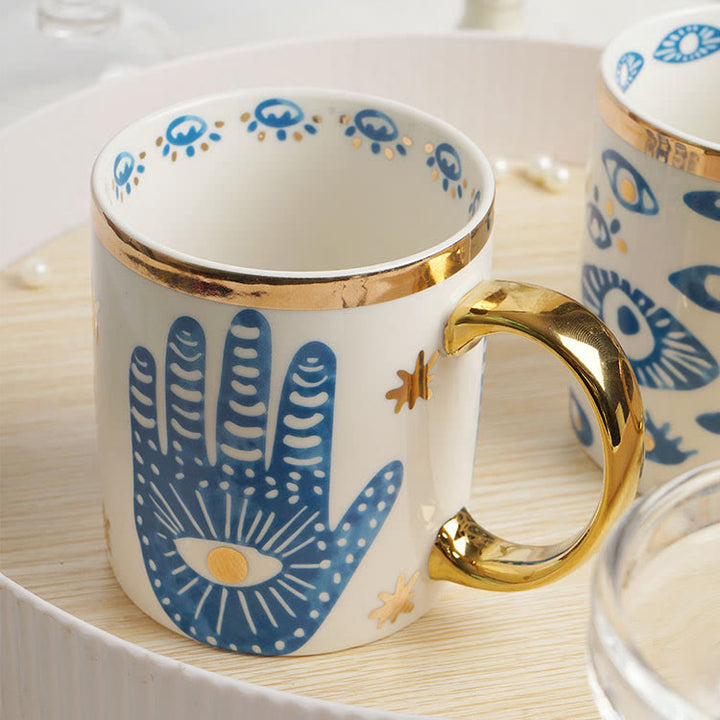 Tasse à thé en céramique avec main de Fatima et mauvais œil Olivenorma