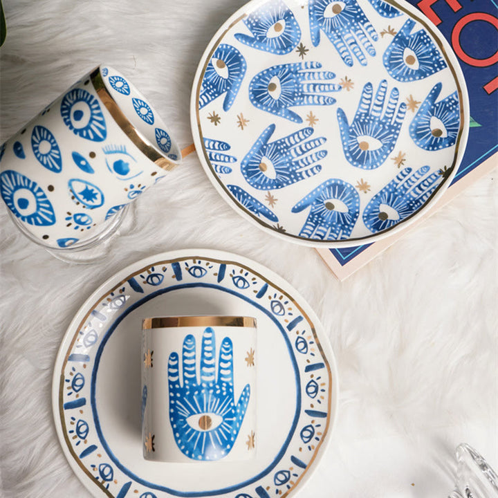 Tasse à thé en céramique avec main de Fatima et mauvais œil Olivenorma