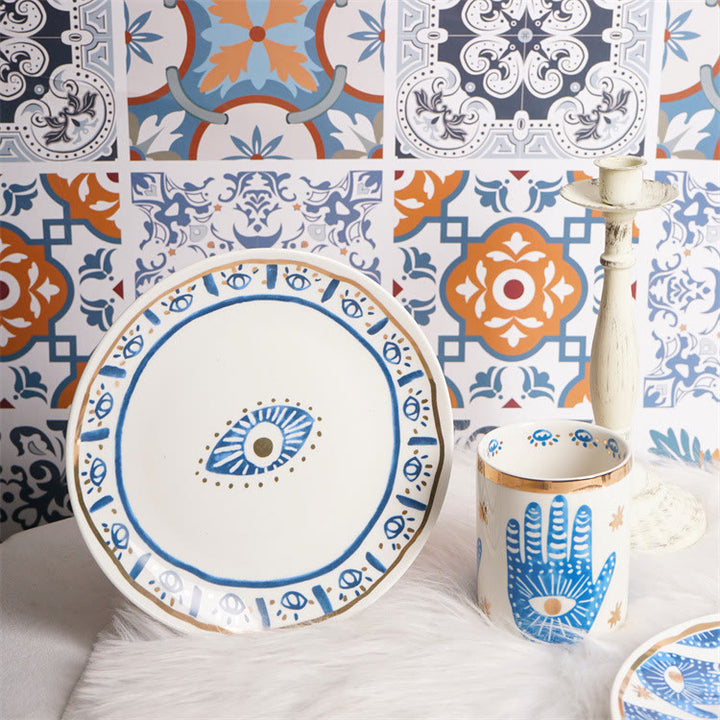 Tasse à thé en céramique avec main de Fatima et mauvais œil Olivenorma
