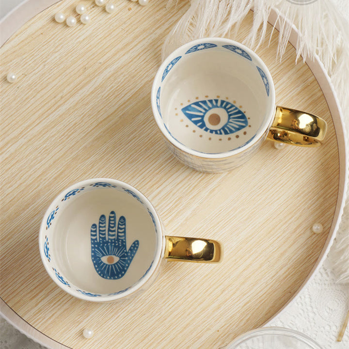 Tasse à thé en céramique avec main de Fatima et mauvais œil Olivenorma