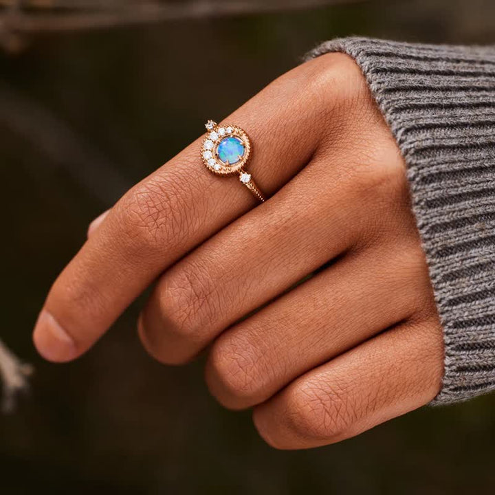 Bague lune et planète en argent sterling S925 Olivenorma