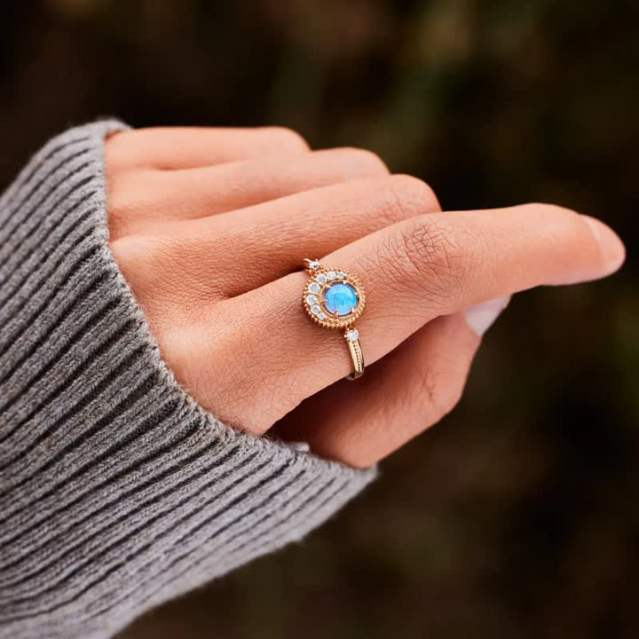 Bague lune et planète en argent sterling S925 Olivenorma