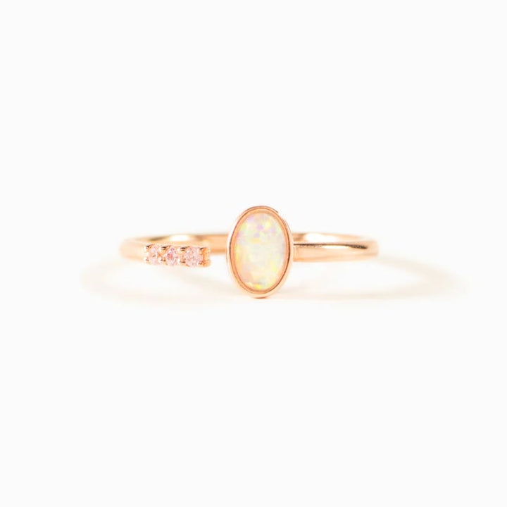 Bague ajustable simple en argent sterling S925 avec opale Olivenorma