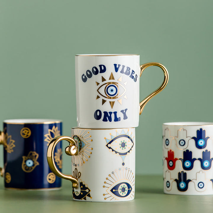 Tasse à café en céramique à motif mauvais œil Olivenorma