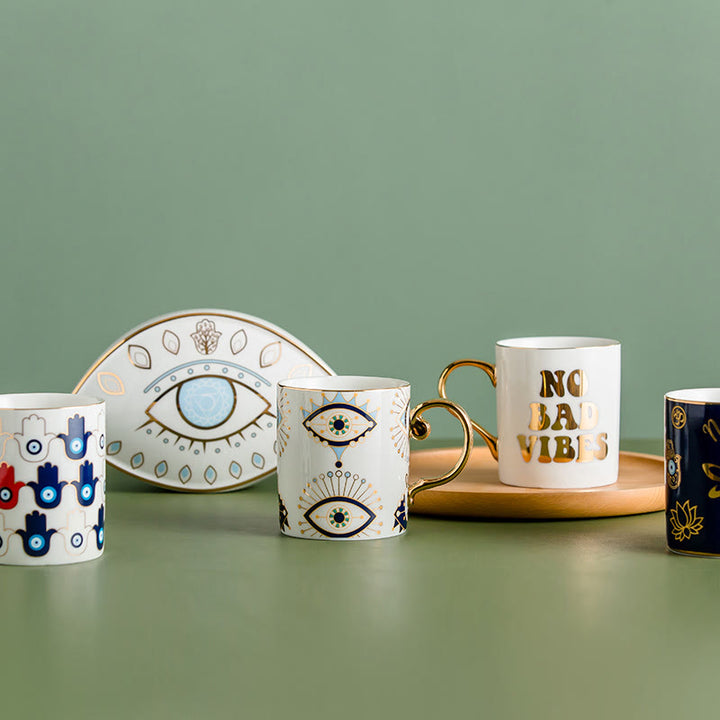 Tasse à café en céramique à motif mauvais œil Olivenorma