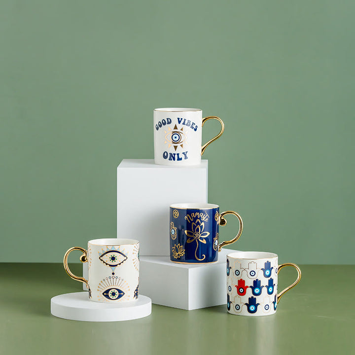 Tasse à café en céramique à motif mauvais œil Olivenorma