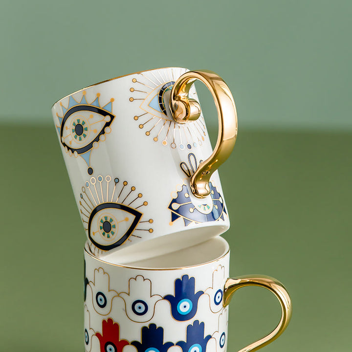 Tasse à café en céramique à motif mauvais œil Olivenorma