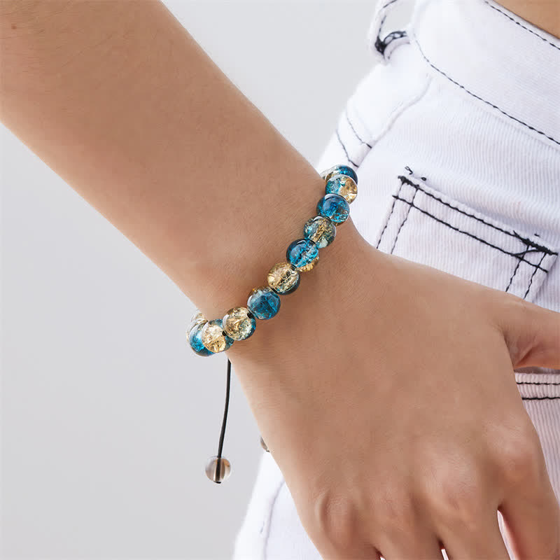Bracelet en perles de verre scintillantes bleu noir Olivenorma