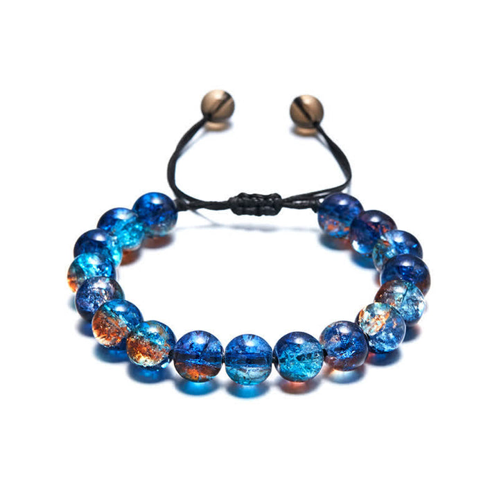 Bracelet en perles de verre scintillantes bleu noir Olivenorma