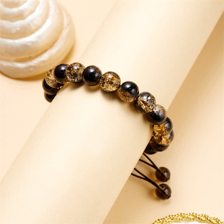 Bracelet en perles de verre scintillantes bleu noir Olivenorma