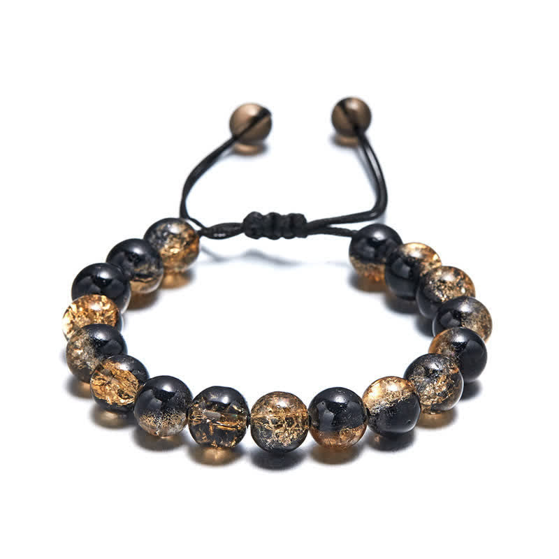 Bracelet en perles de verre scintillantes bleu noir Olivenorma