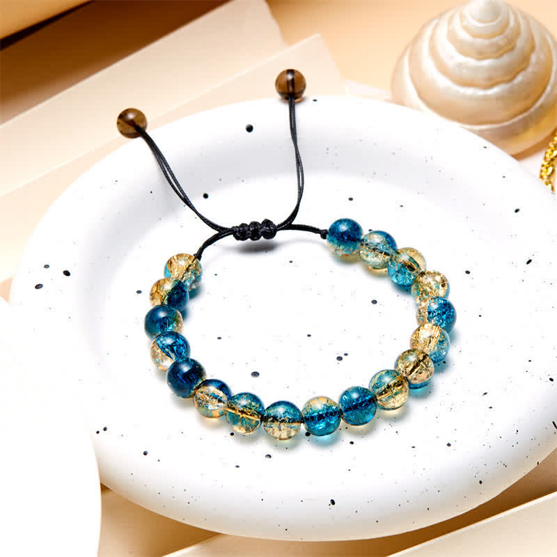 Bracelet en perles de verre scintillantes bleu noir Olivenorma