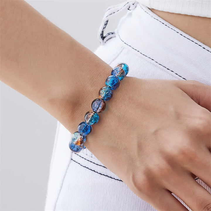 Bracelet en perles de verre scintillantes bleu noir Olivenorma