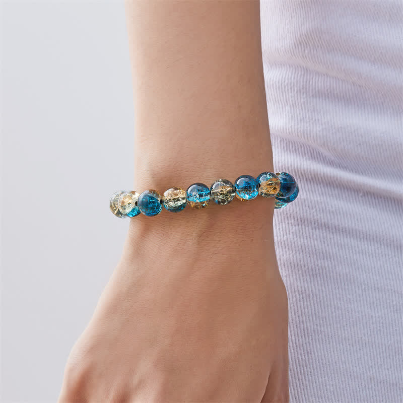 Bracelet en perles de verre scintillantes bleu noir Olivenorma
