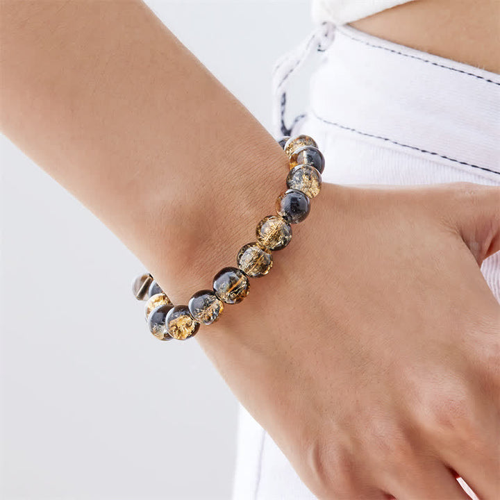 Bracelet en perles de verre scintillantes bleu noir Olivenorma