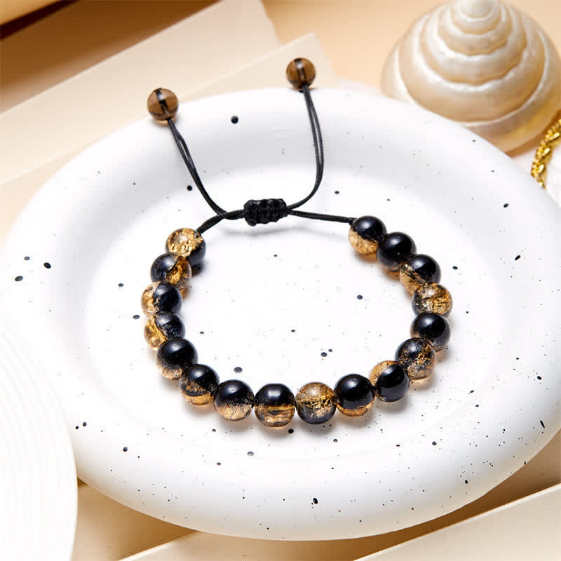 Bracelet en perles de verre scintillantes bleu noir Olivenorma
