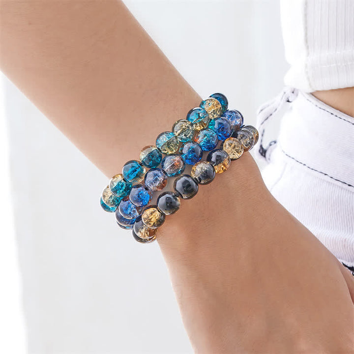 Bracelet en perles de verre scintillantes bleu noir Olivenorma