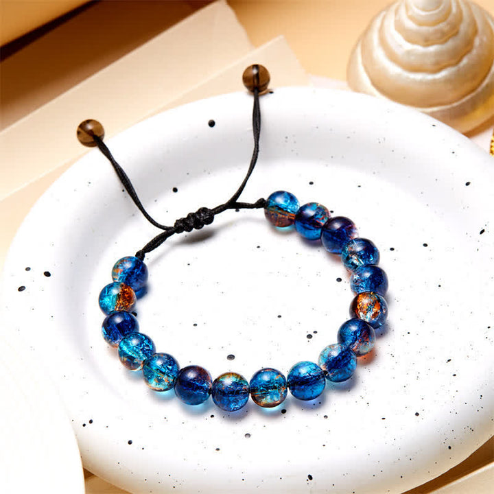 Bracelet en perles de verre scintillantes bleu noir Olivenorma